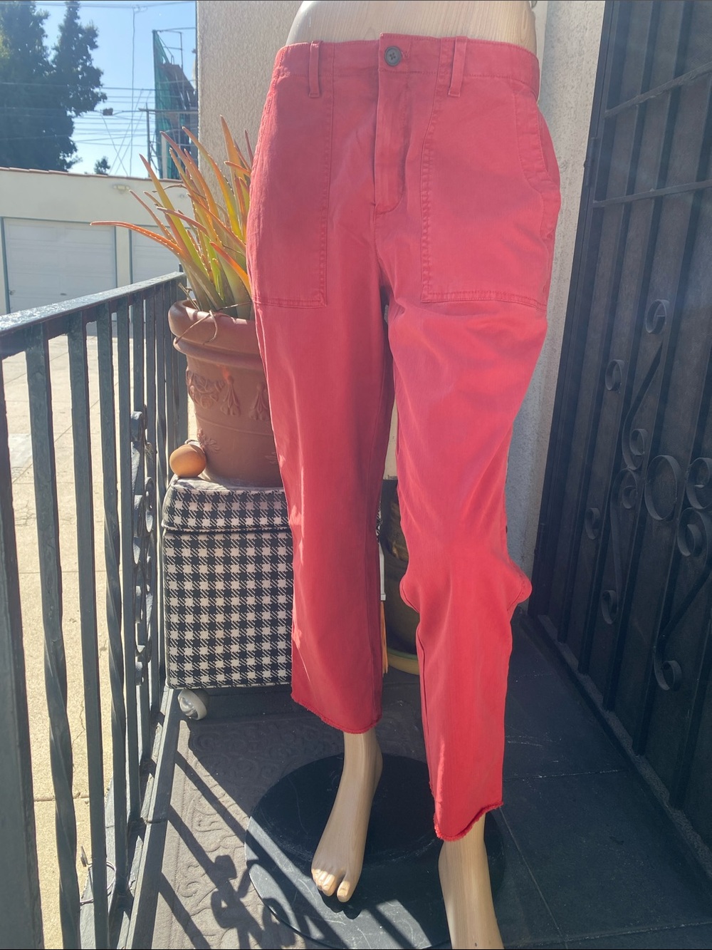 GAP Womans Girlfriend Red Casual Chinos with Patch Pockets
